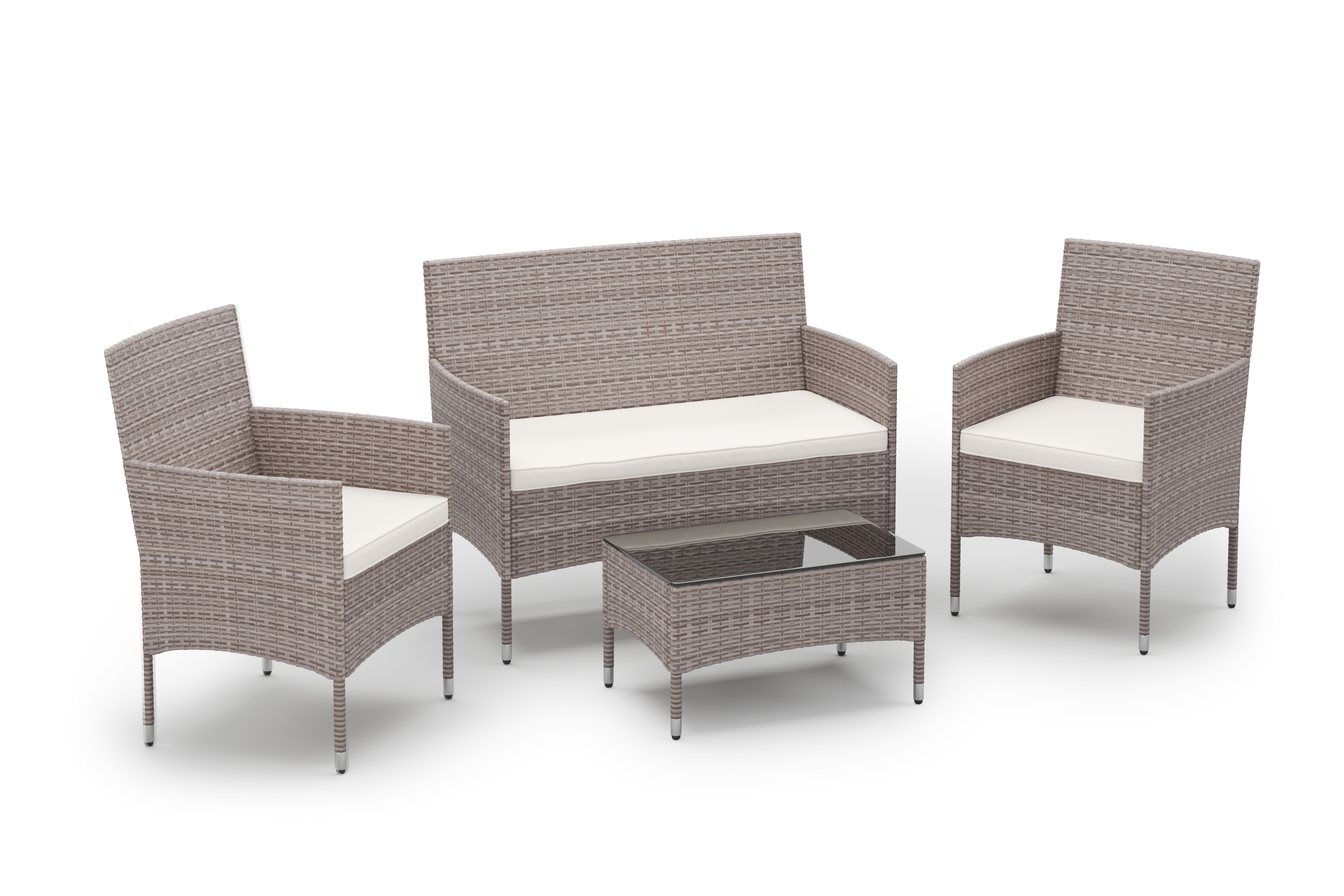 Gartenset Rattan MALIA hellbraun/weiss