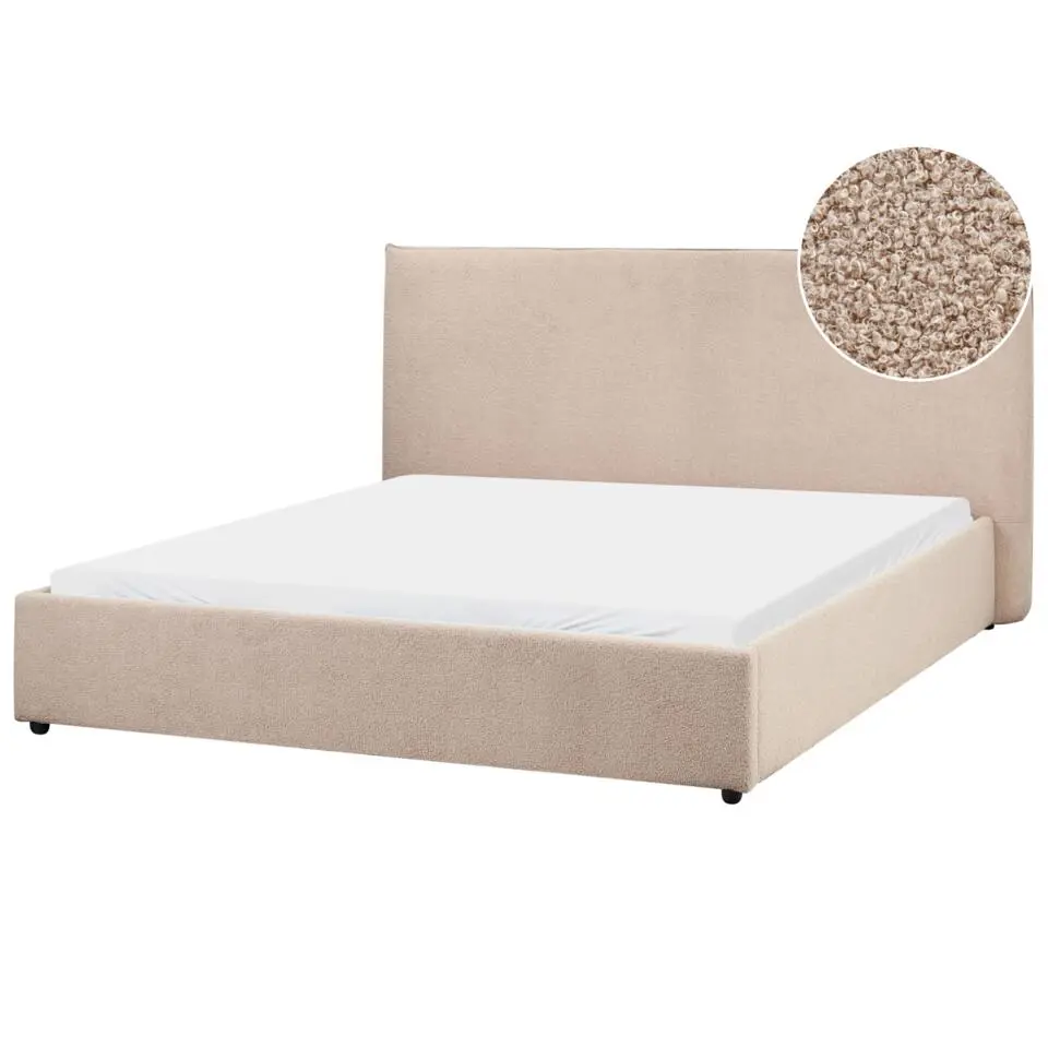 LAVAUR - Tweepersoonsbed - Taupe - 160 x 200 cm - Bouclé