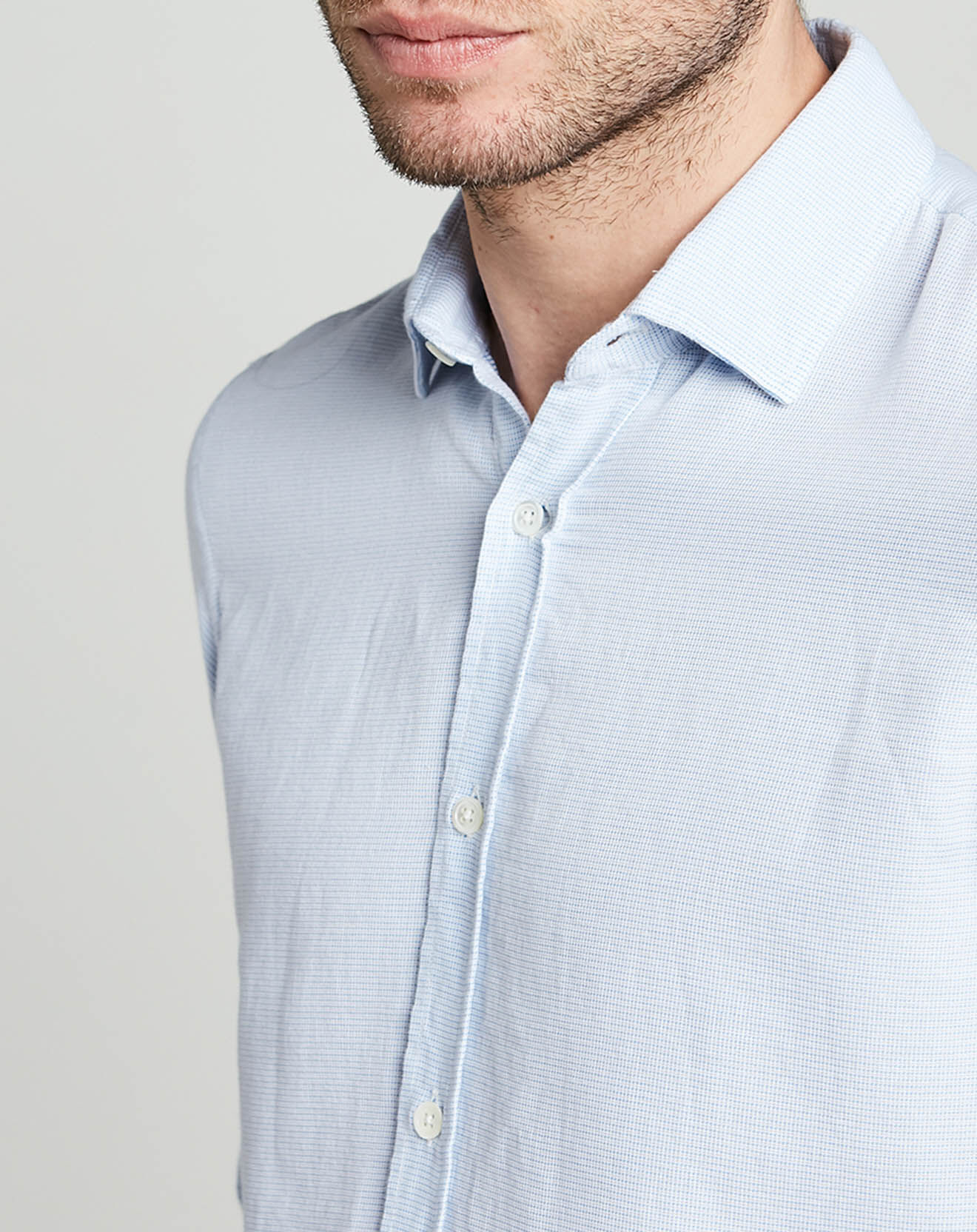 Hartford Chemise Slim Sammy micro pois bleue