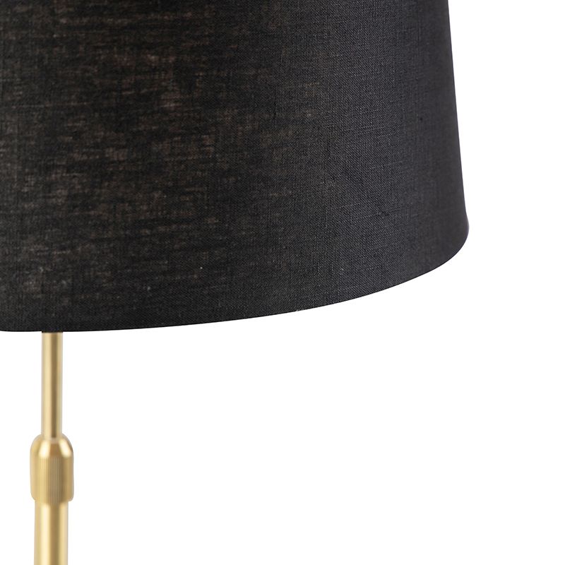 Tafellamp goud/messing met linnen kap zwart 35 cm - Parte