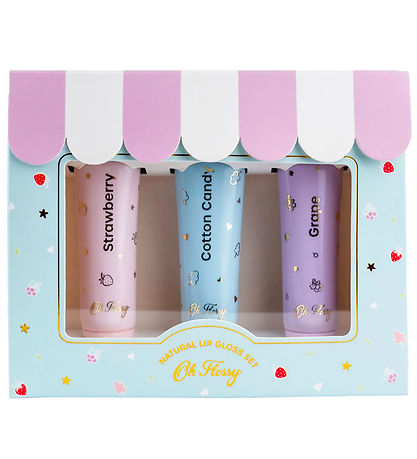 Oh Flossy Lip Gloss - 3-pak - Jordb?r/Candyfloss/Grape