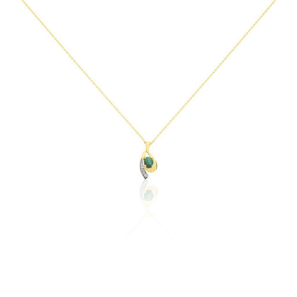 Collier Sagesse Or Jaune Emeraude Et Diamant