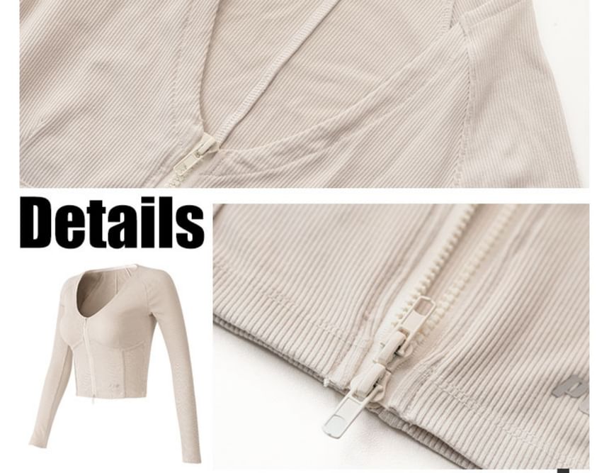 Faiar - Sport-T-shirt met lange mouwen, V-hals en rits