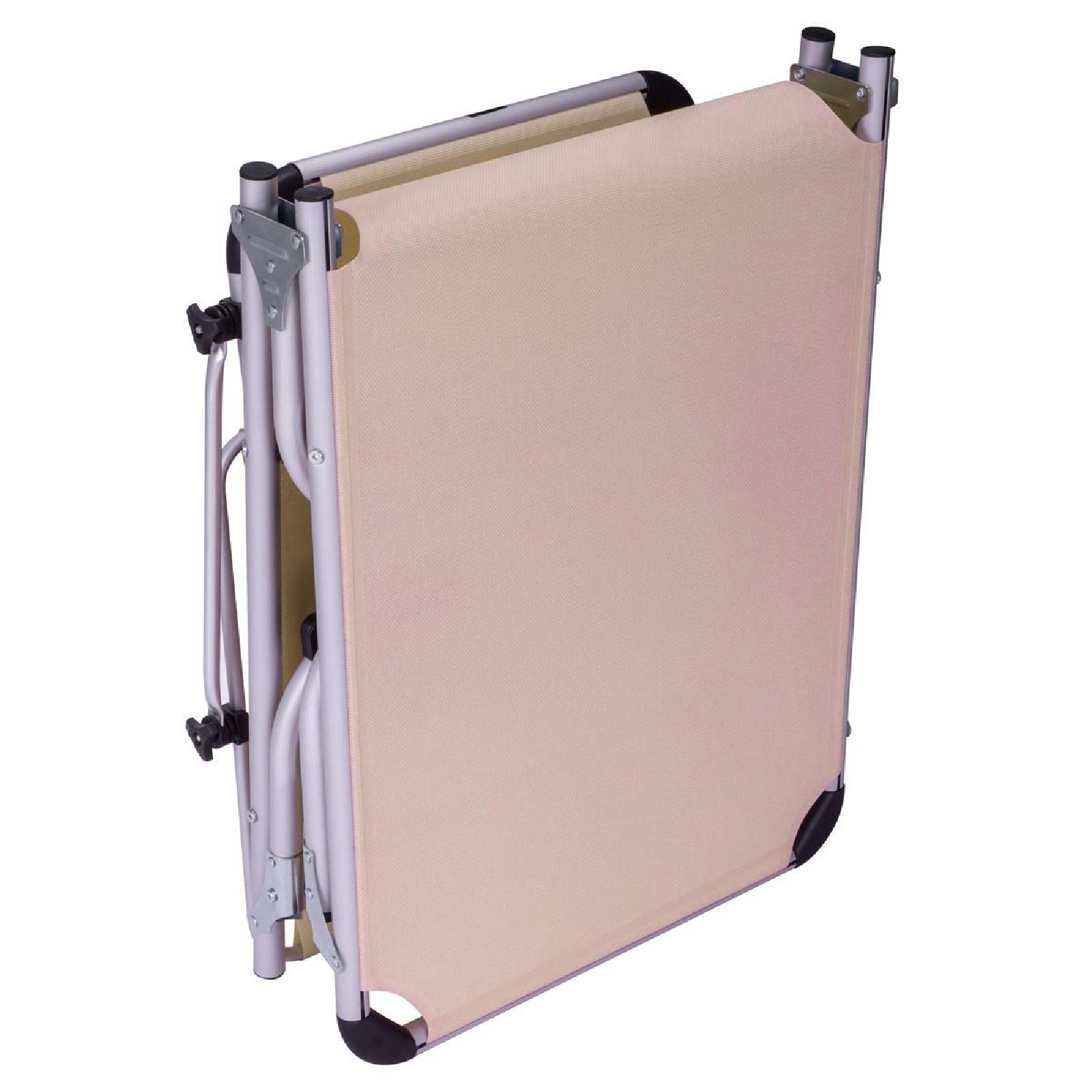 VCM Sonnenliege Sonnendach Beige 187x57x30 cm Alu Campingliege klappbar