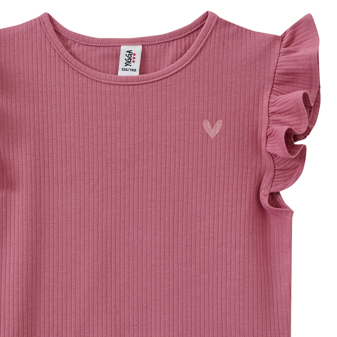 Yigga Mädchen T-Shirt mit Ripp-Struktur himbeer