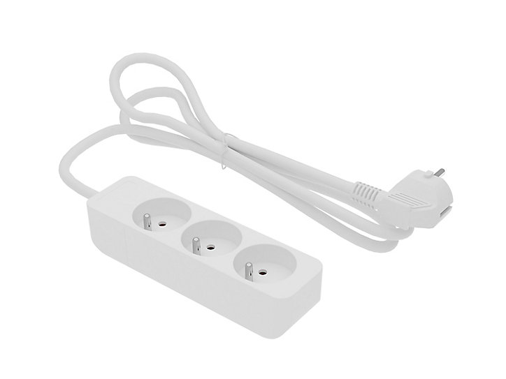 Multiprise 3 prises blanc 1 m