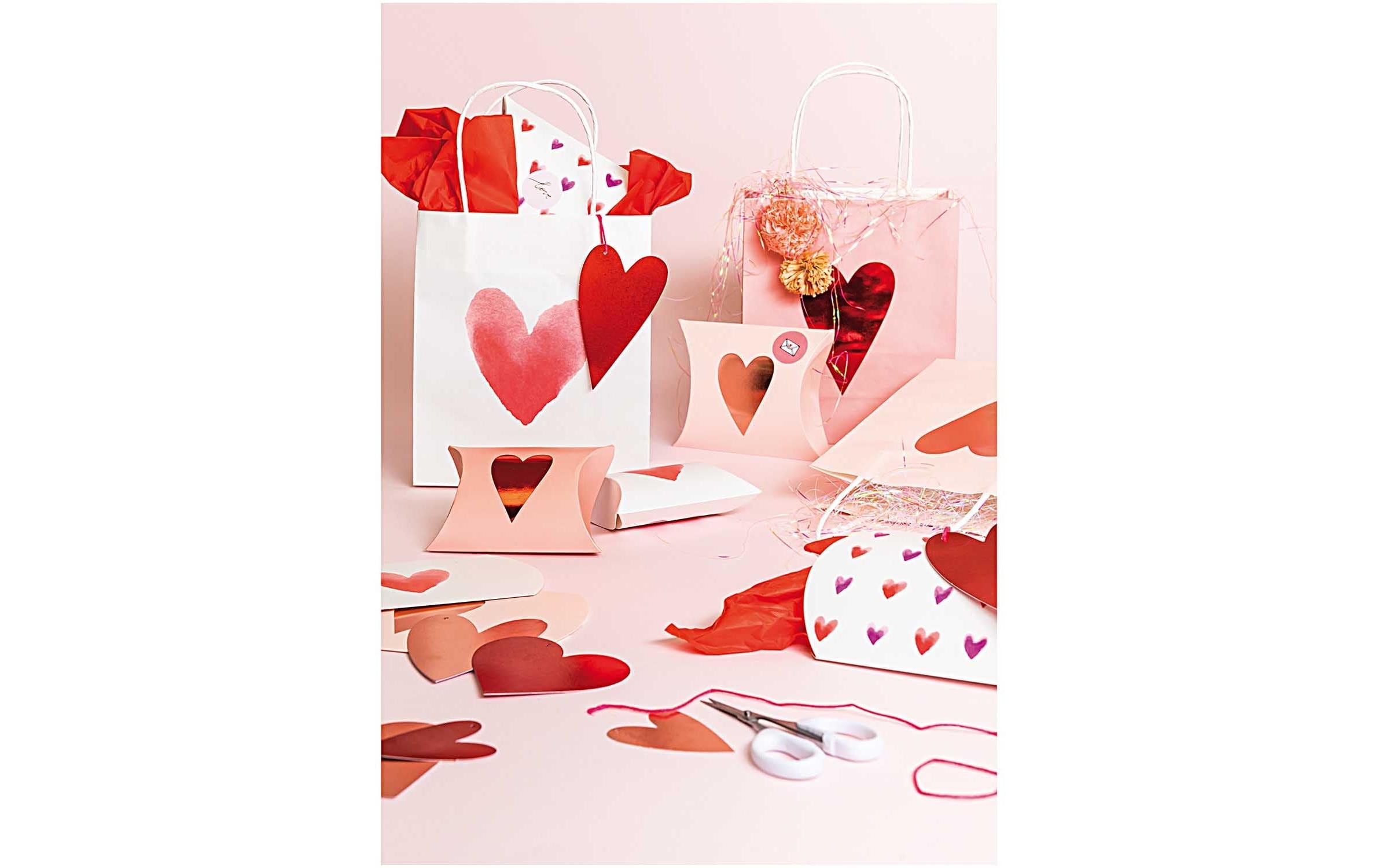 Geschenkbox Herzen 6 Stück, Rosa/Rot, 12 x 18 cm/10 x 15 cmGeschenkverpackung von Rico Design