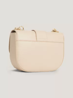 Bolsa transversal com aba e corrente