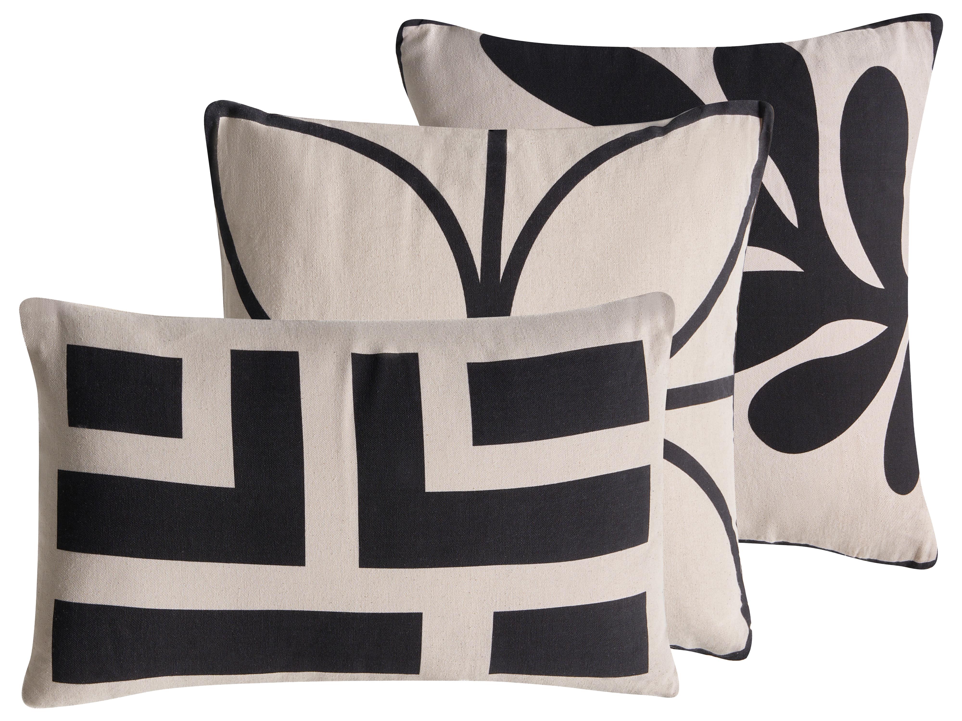 Set van 3 sierkussens AGATHIS Katoen 30 x 50 cm Zwart/beige abstract patroon