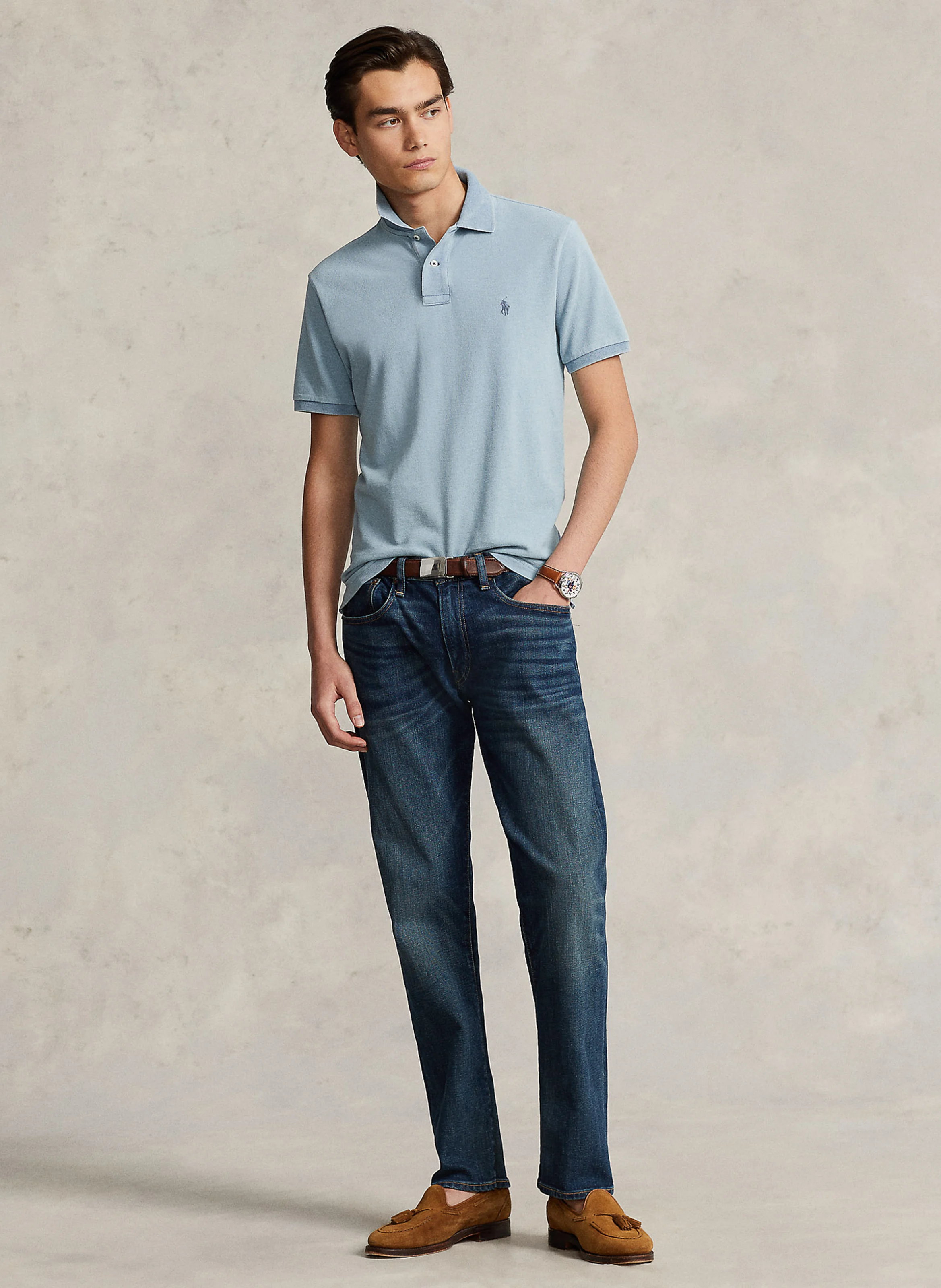 Polo slim-fiit en coton | Bleu