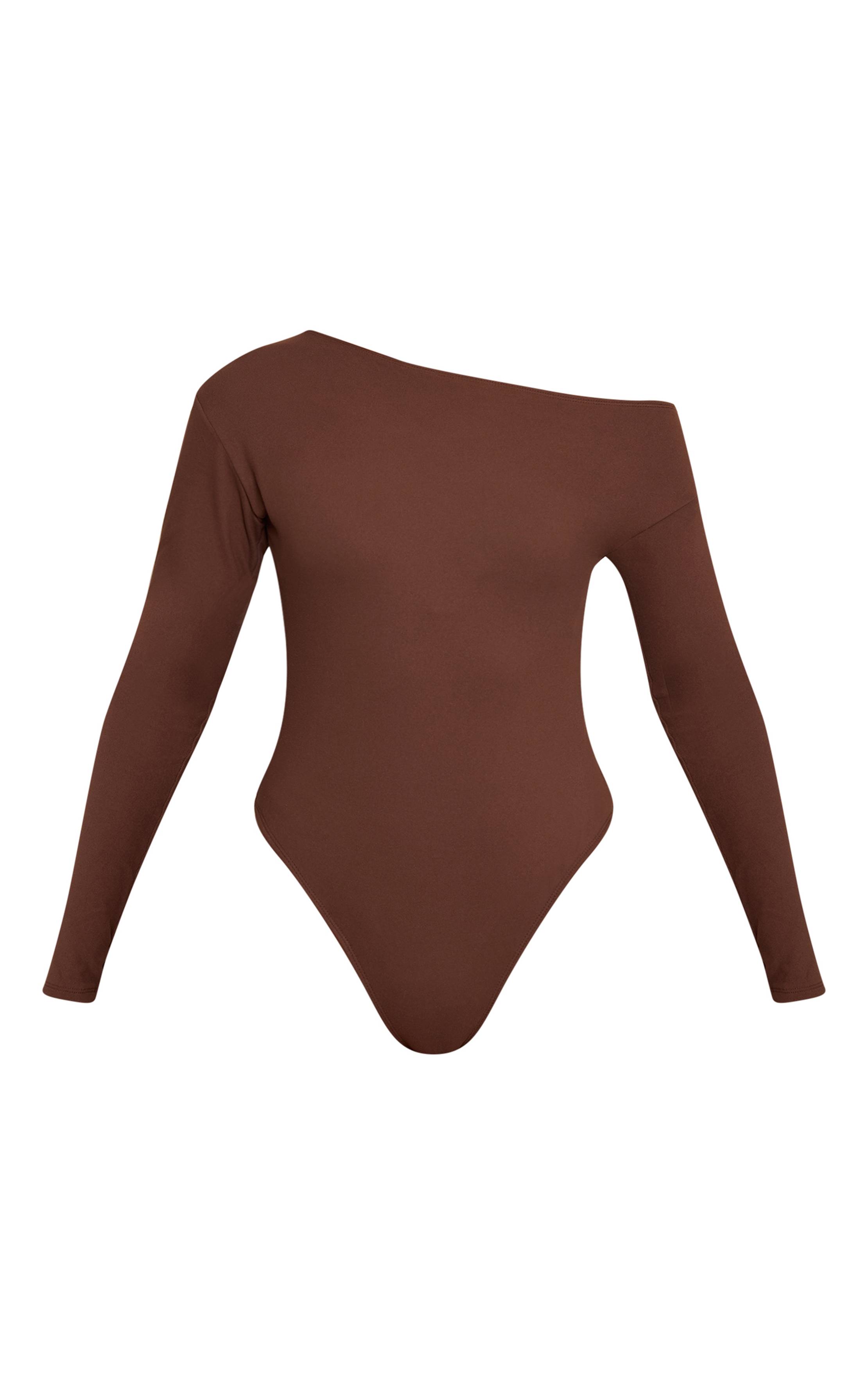 Chocolat Body À Manches Longues Asymétrique Ultra Doux