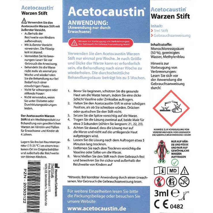 Acetocaustin Stift gegen Warzen, 3 ml
