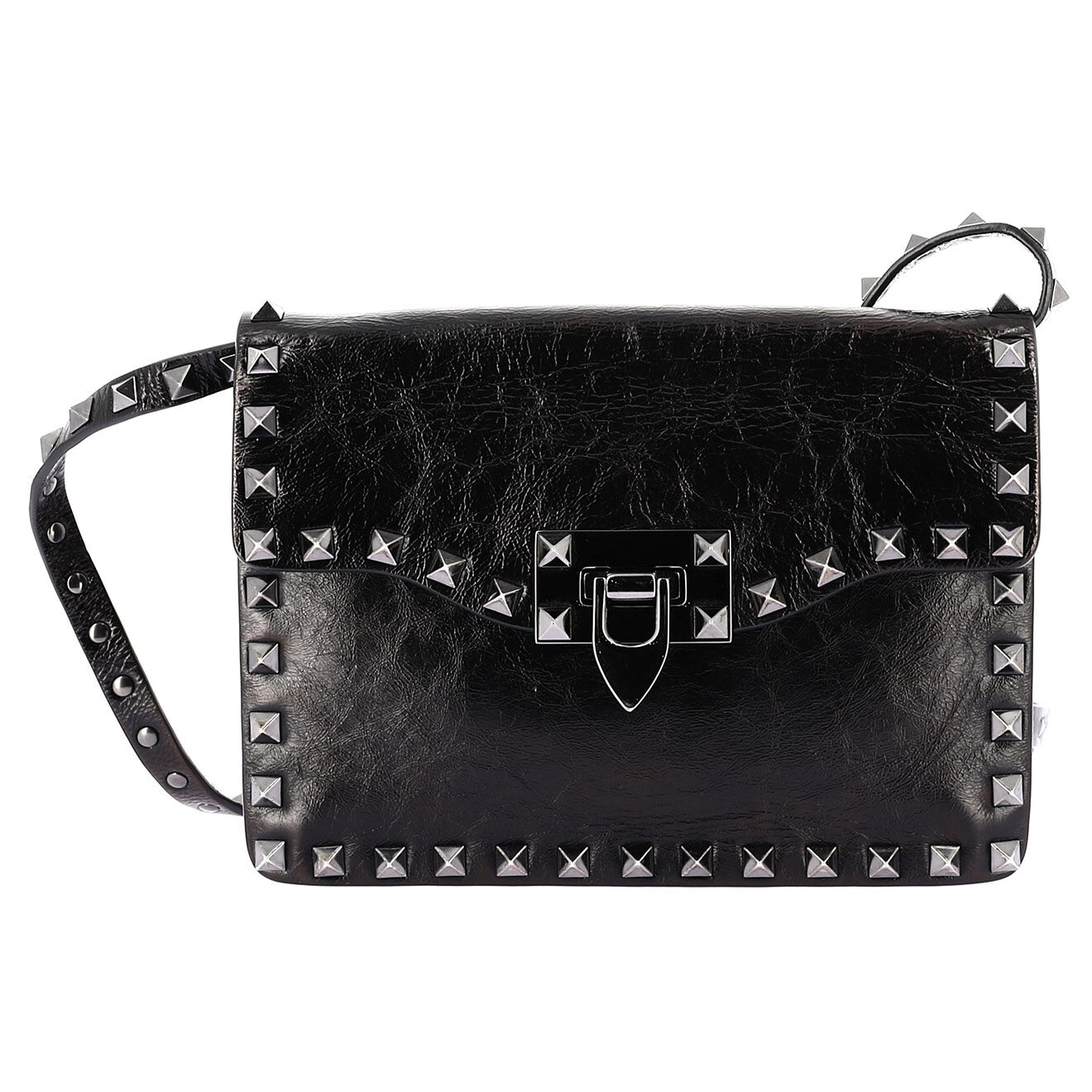 Valentino Mini sac Rockstud en Cuir noir Etat: Très bon état - Longueur 19.5 cm