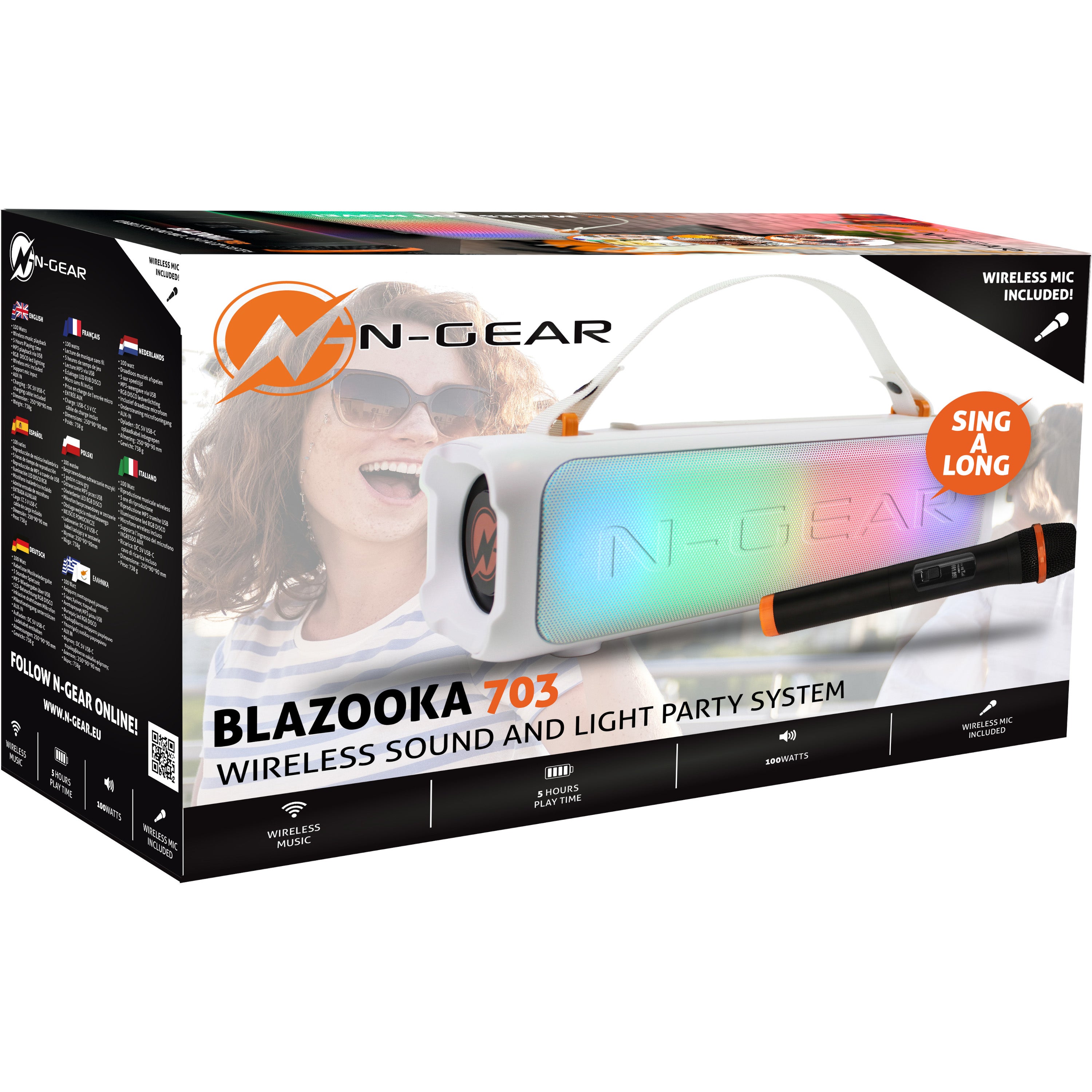 N-Gear Blazooka 703 White Bluetooth-speaker met microfoon