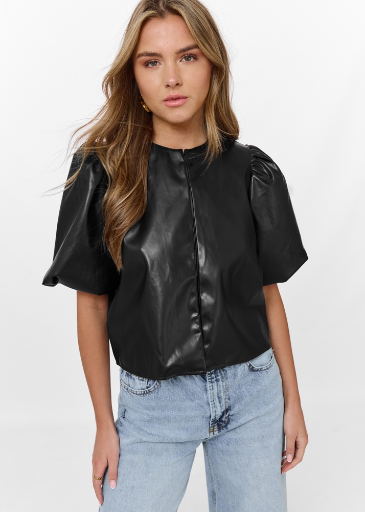 Lana leren top zwart
