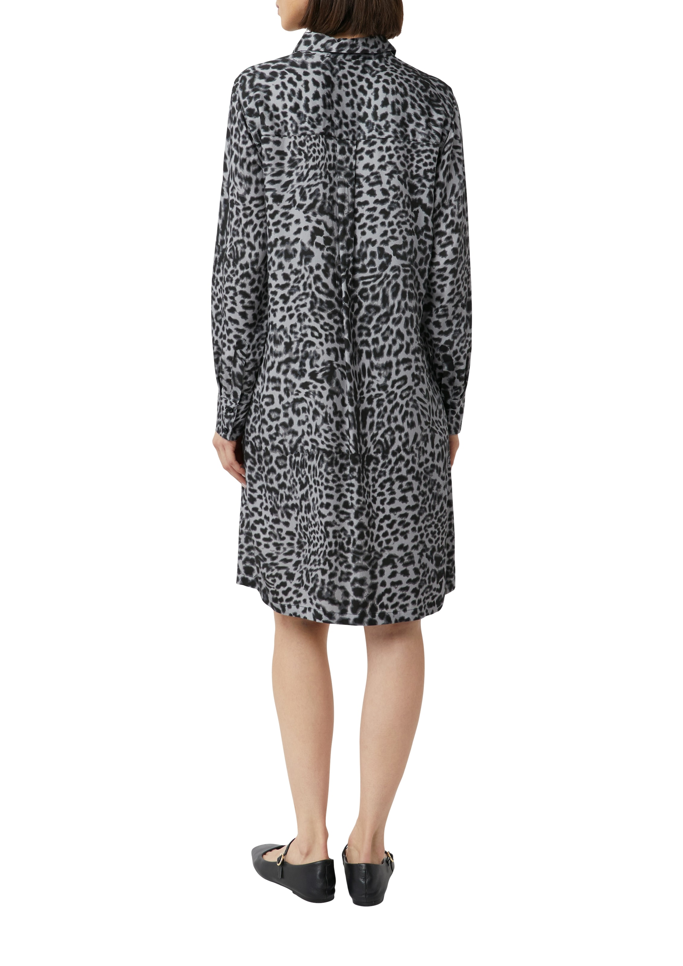 Comma Hemdblusenkleid Sommerkleid mit All-Over Leo Print
