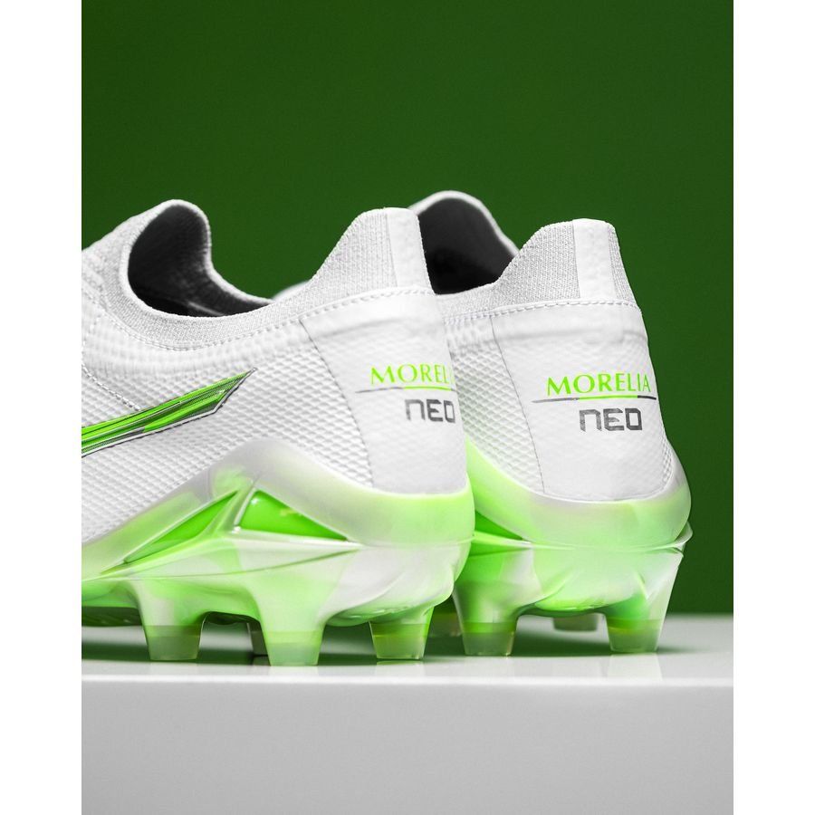 Mizuno Morelia Neo IV Beta Made in Japan FG/AG Frontier - Blanc/Vert Néon/Cool Gray
