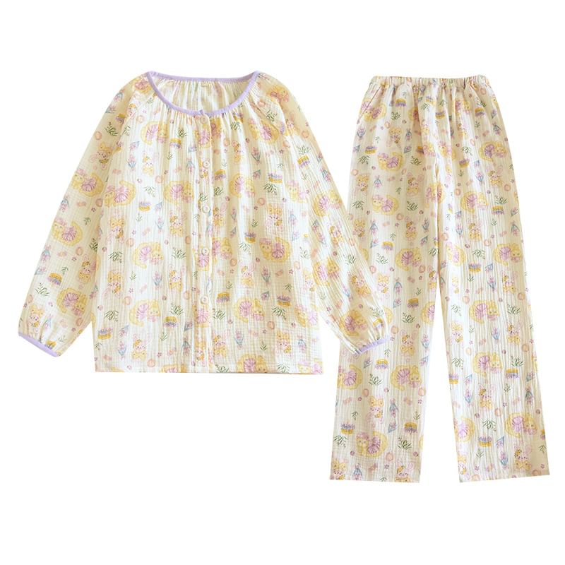 molpes - Pyjamaset: top met lange mouwen en patroon + broek