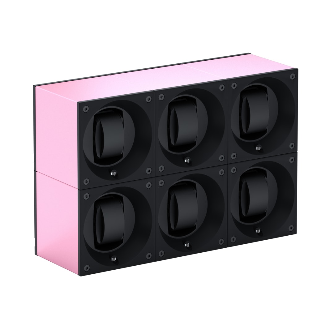 SwissKubik Masterbox Aluminium Rosa - 6 Uhren