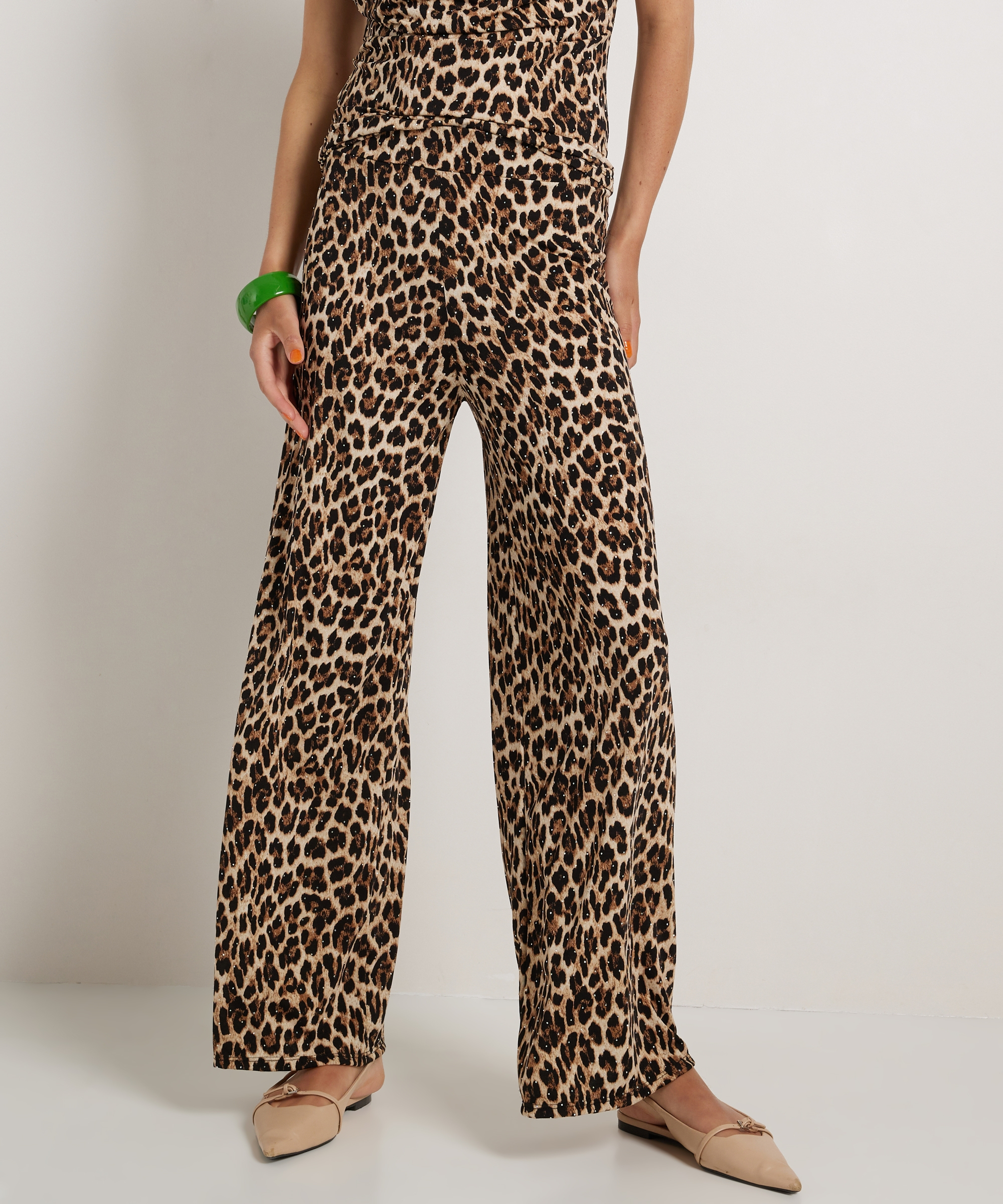 wide fit broek panterprint glitters