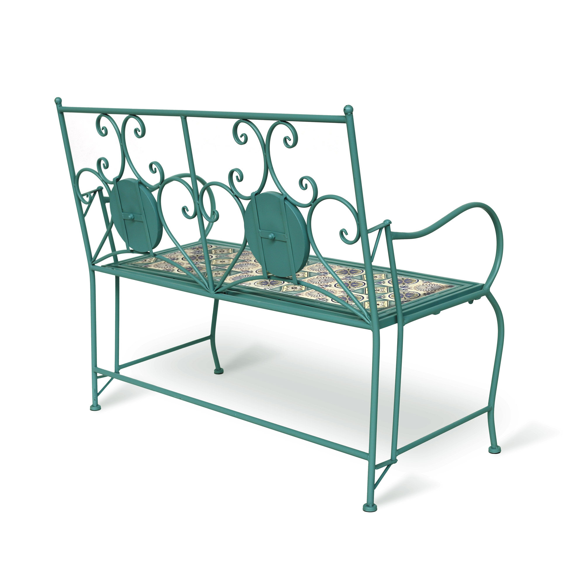 Kachelbank 'Lydie', grün, multicolor, B 110 cm, L 54 cm, H 90 cm günstig bestellen
