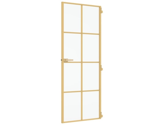 VIDAXL - Porte verre Porte intérieure mince doré 76x201,5 cm verre trempé alumini...