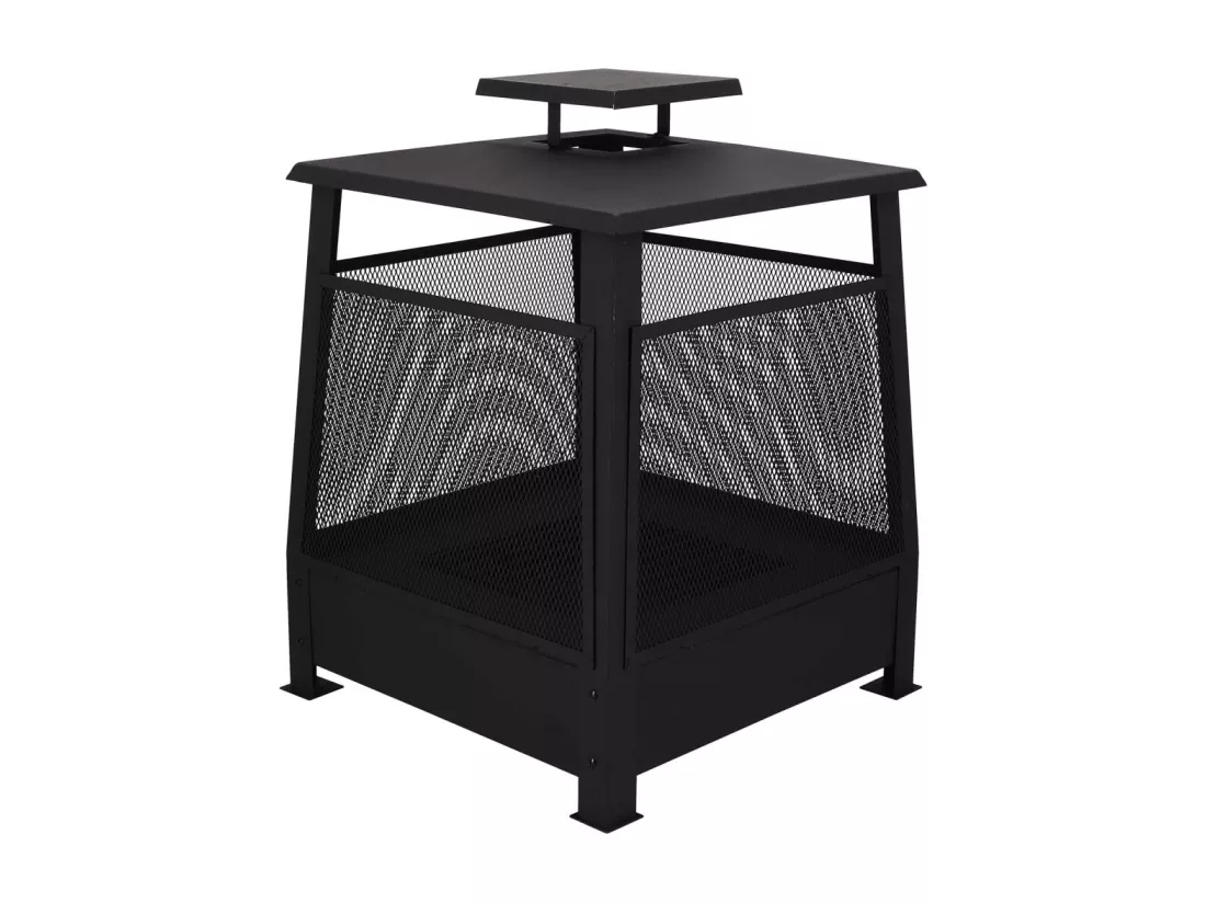 Pagode chauffe terrasse grillagée - L 59 x l 59 cm x H 78 cm - Noir
