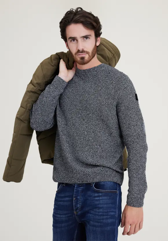 Mouliné Strickpullover - anthracite grey melange