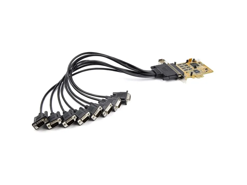 StarTech.com 8-Port PCI Express RS232 Serial Adapter Card, PCIe RS232 Serial Card, 16C1050 UART, Multiport Serial DB9 Controller/Expansion Card, 15kV ESD Protection, Windows & Linux - Up to 921.6 Kbps Baud - Seriel adapter - PCIe - RS-232 x 8 - gul -