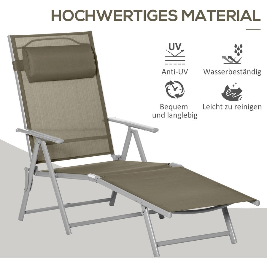 Outsunny Gartenliege mit Kissen grau, silber