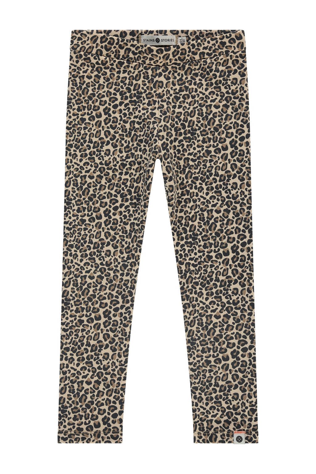 Stains&Stories slim casual broek bruin