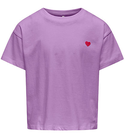 Kids Only T-Shirt - Noos - KogMaiken - Usambaraveilchen m. Herz