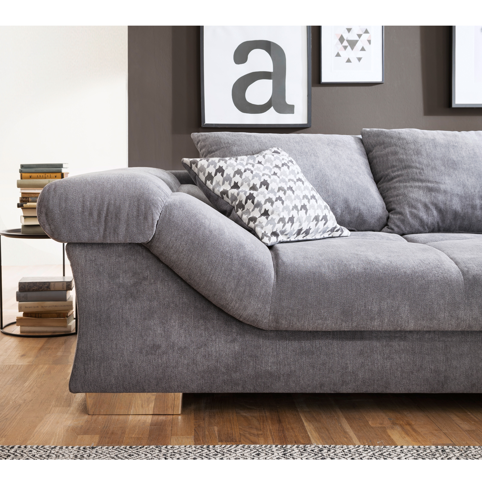Ecksofa - anthrazit - beidseitig montierbar - 286 cm breit
