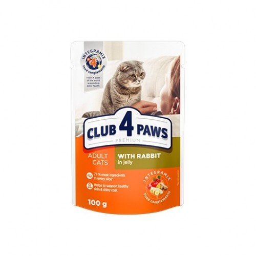 Ração úmida para gatos Club 4 Paws sabor coelho em gelatina