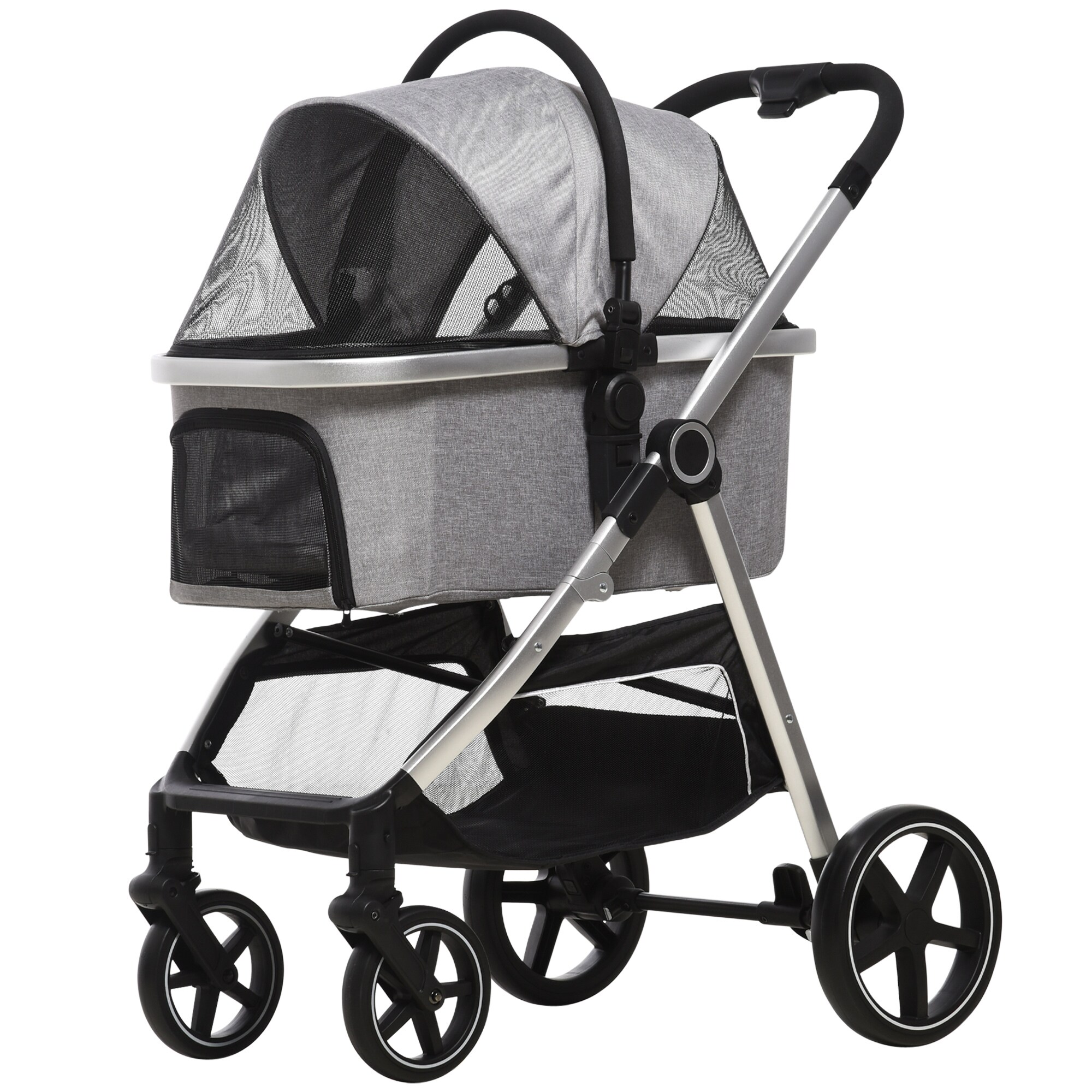 PawHut Hundebuggy mit abnehmbarem Korb schwarz 83L x 58B x 102H cm