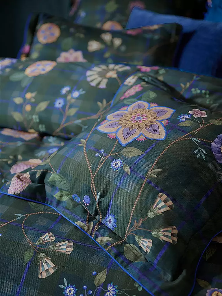 PIP STUDIO Perkal Bettwäsche FLORES FELICES 70x90cm/140x200cm Dark Blue dunkelblau