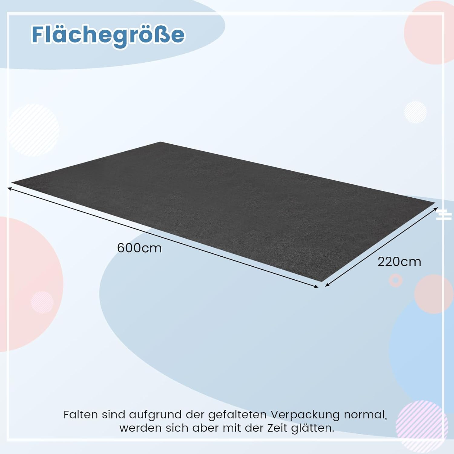 COSTWAY Garage Bodenmatte, 600 x 220 cm Auto Ölauffangmatte, Ölmatte rutschfest & wasserdicht & wiederverwendbar, Garagenmatte Antirutschmatte mit doppelseitigem Klebeband für Werkstatt, Garage