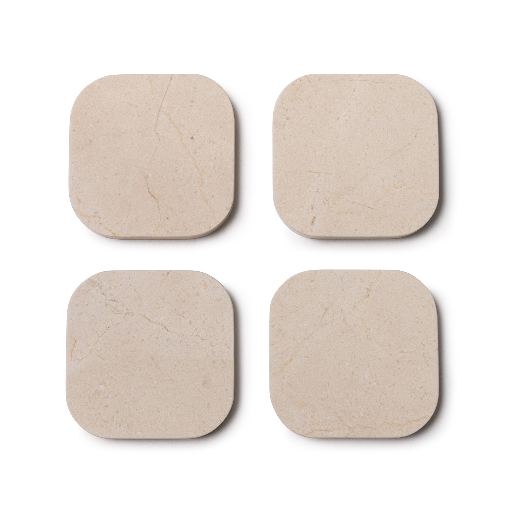 Organische marmer onderzetter beige - set van 4