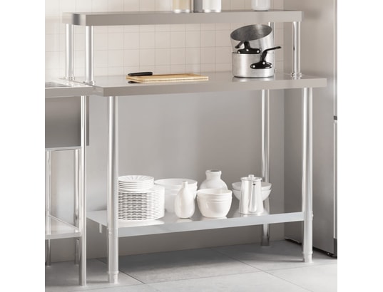 VIDAXL - Mobilier de cuisine Table de travail de cuisine avec étagère 110x55x120 cm inox