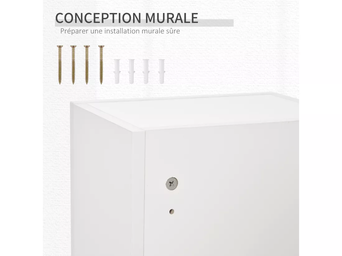 Armoire à pharmacie murale verrouillable - 5 niveaux - verre panneaux blanc