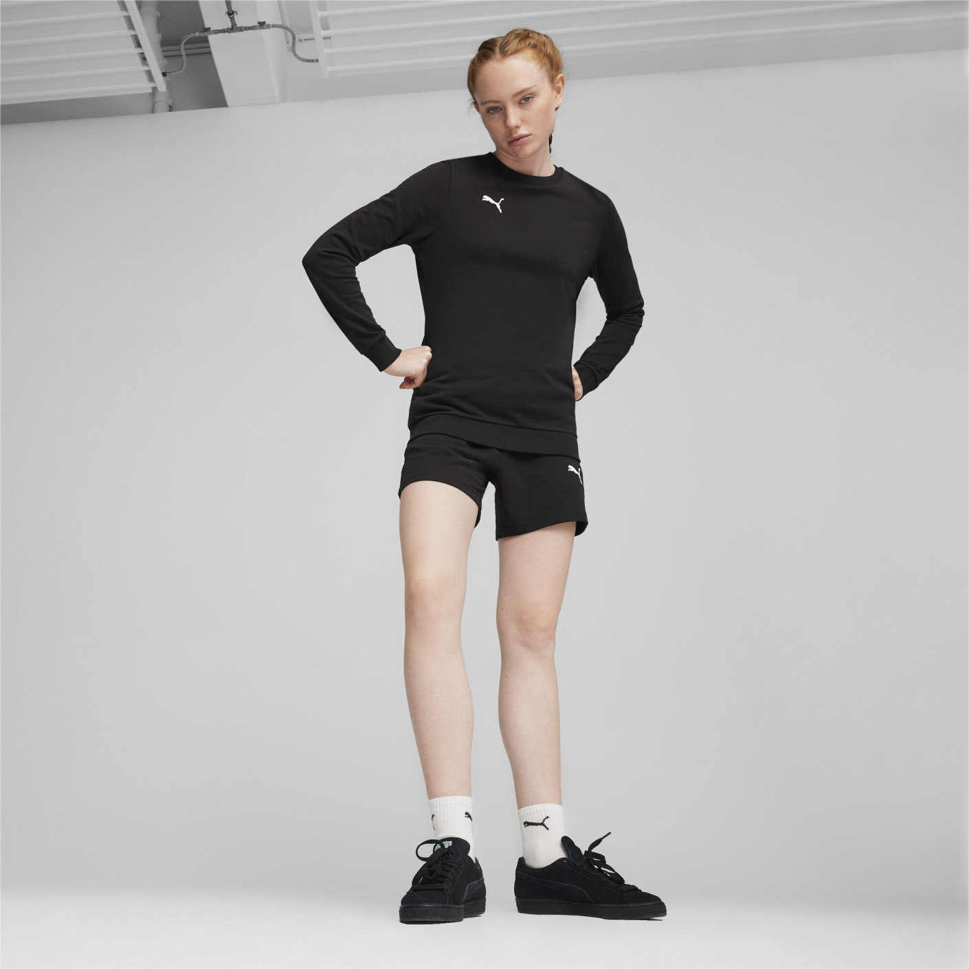 PUMA teamGOAL Casuals Crew Sweater Dames Zwart Wit