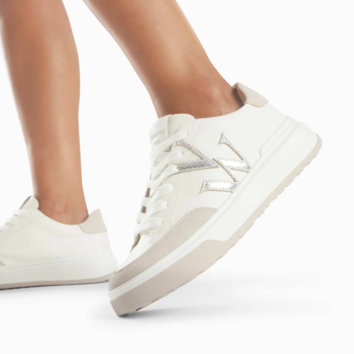 Sneakers-Baskets monogramme Candice blanc et gris