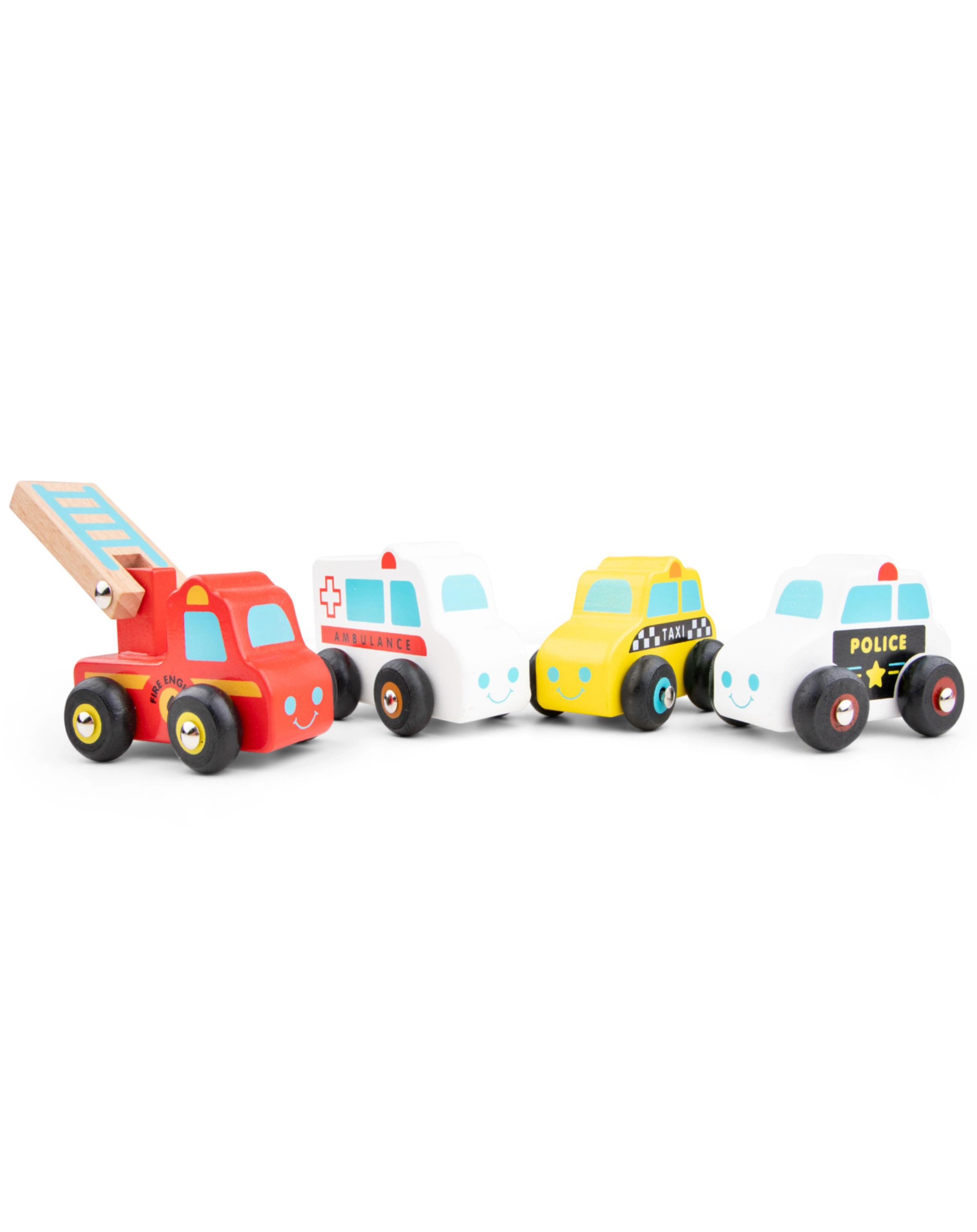 Mini-Einsatzfahrzeuge 4er-Set aus Holz