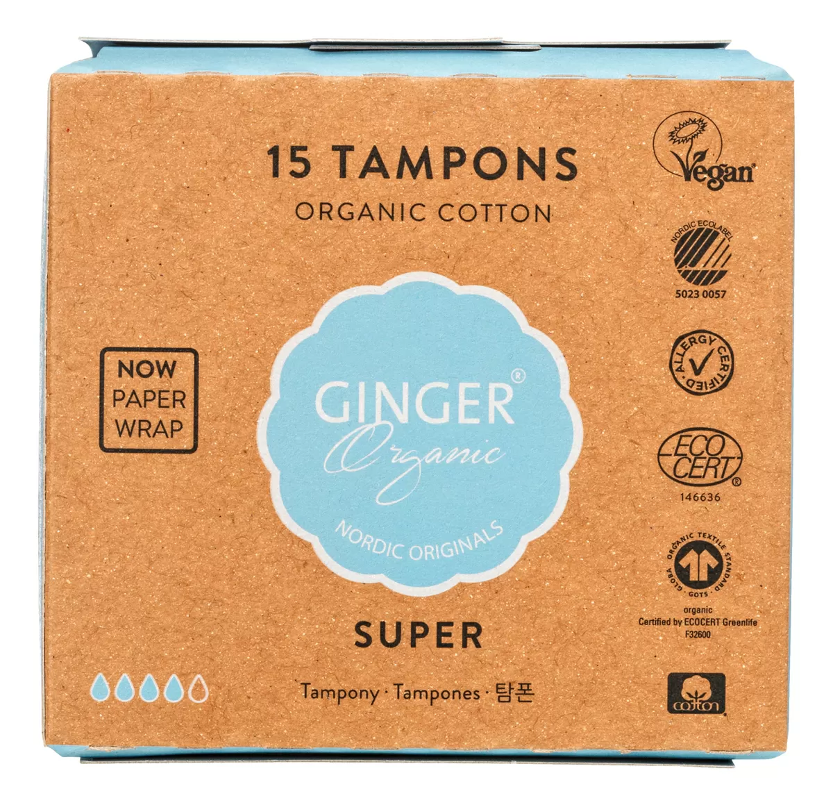 Ginger Organic Tampon Super - 15 stk.