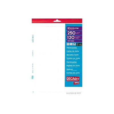 Apli DECAdry - Papier pour 120 cartes de visite 85 x 54 mm - 250 g/m² - 12 feuilles