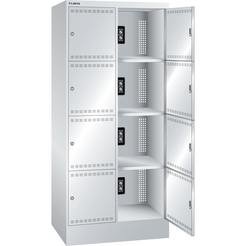 Lista - Armoire à casier avec prises électriques - H 179,5 x L 81 x P 58,5 cm - 8 cases