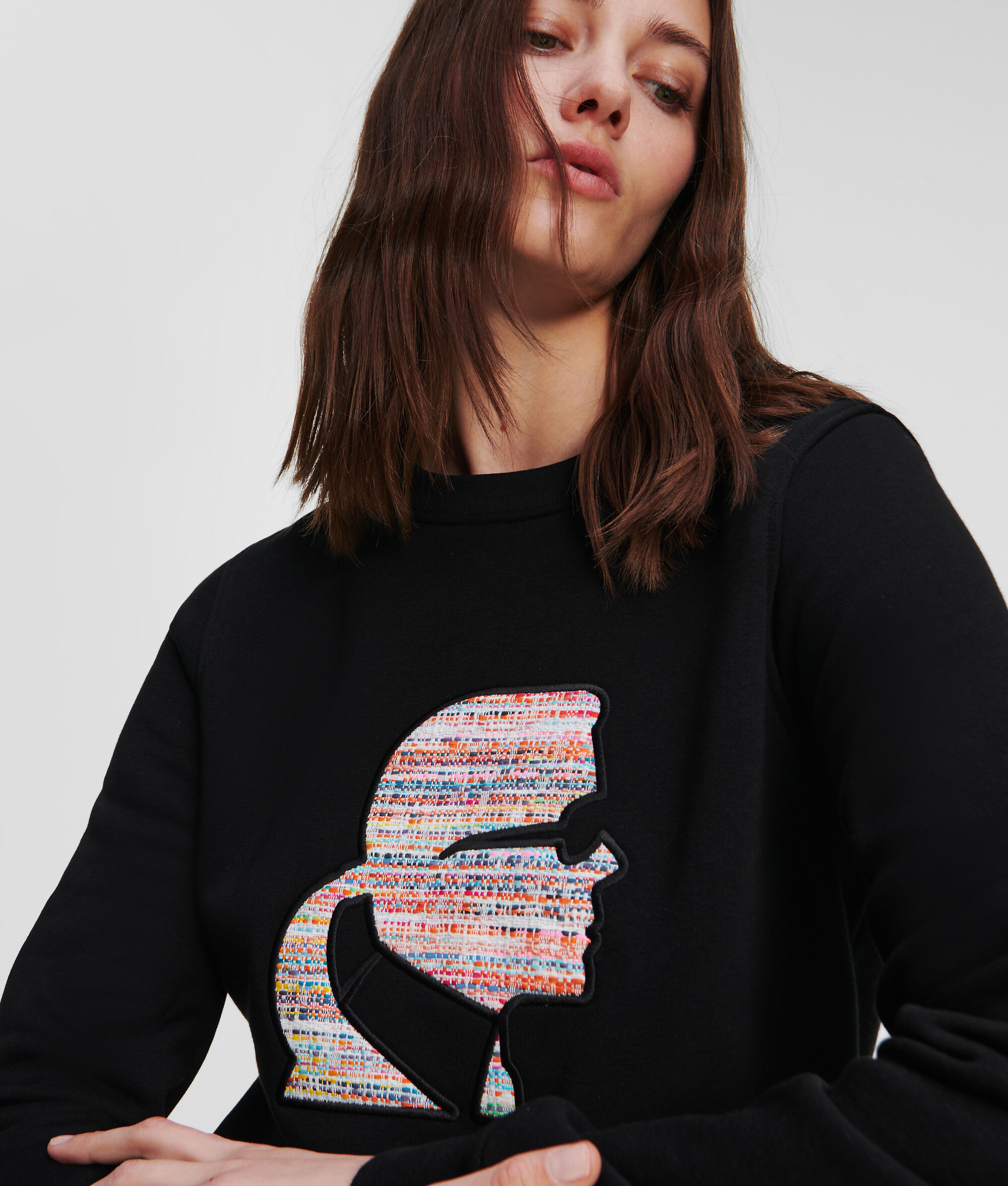 SWEAT-SHIRT BOUCLÉ AVEC MOTIF PROFIL KARL