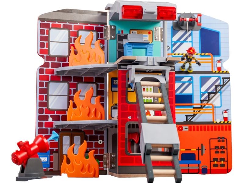 Kid Kraft Feuerwehr 2-in-1 Feuerwehrauto Spiel-Set