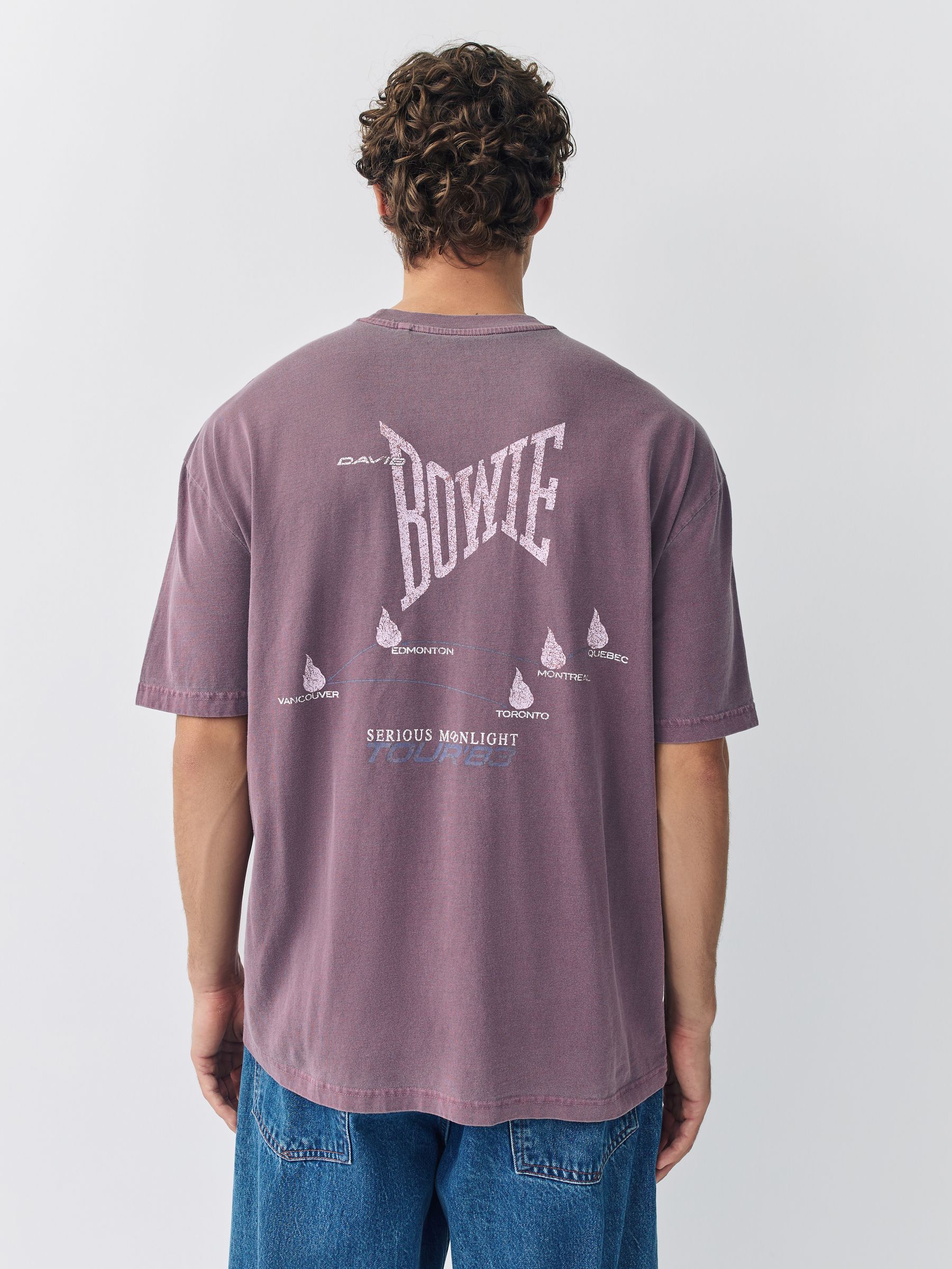Paarse David Bowie - Normale Pasvorm - T-shirt met bandopdruk