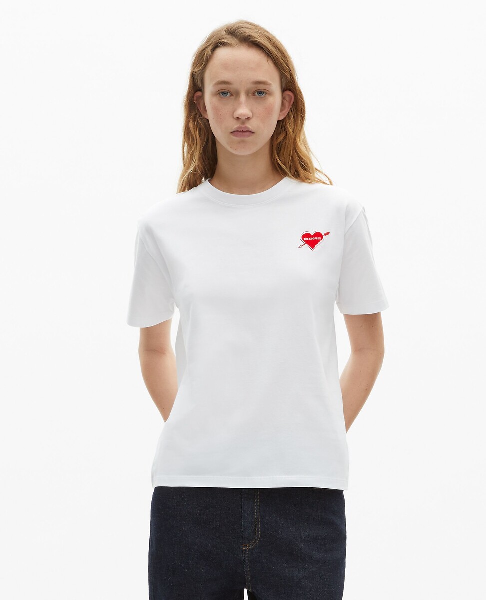 THE KOOPLES<br>Camiseta com gola redonda, mangas curtas e estampa de corações